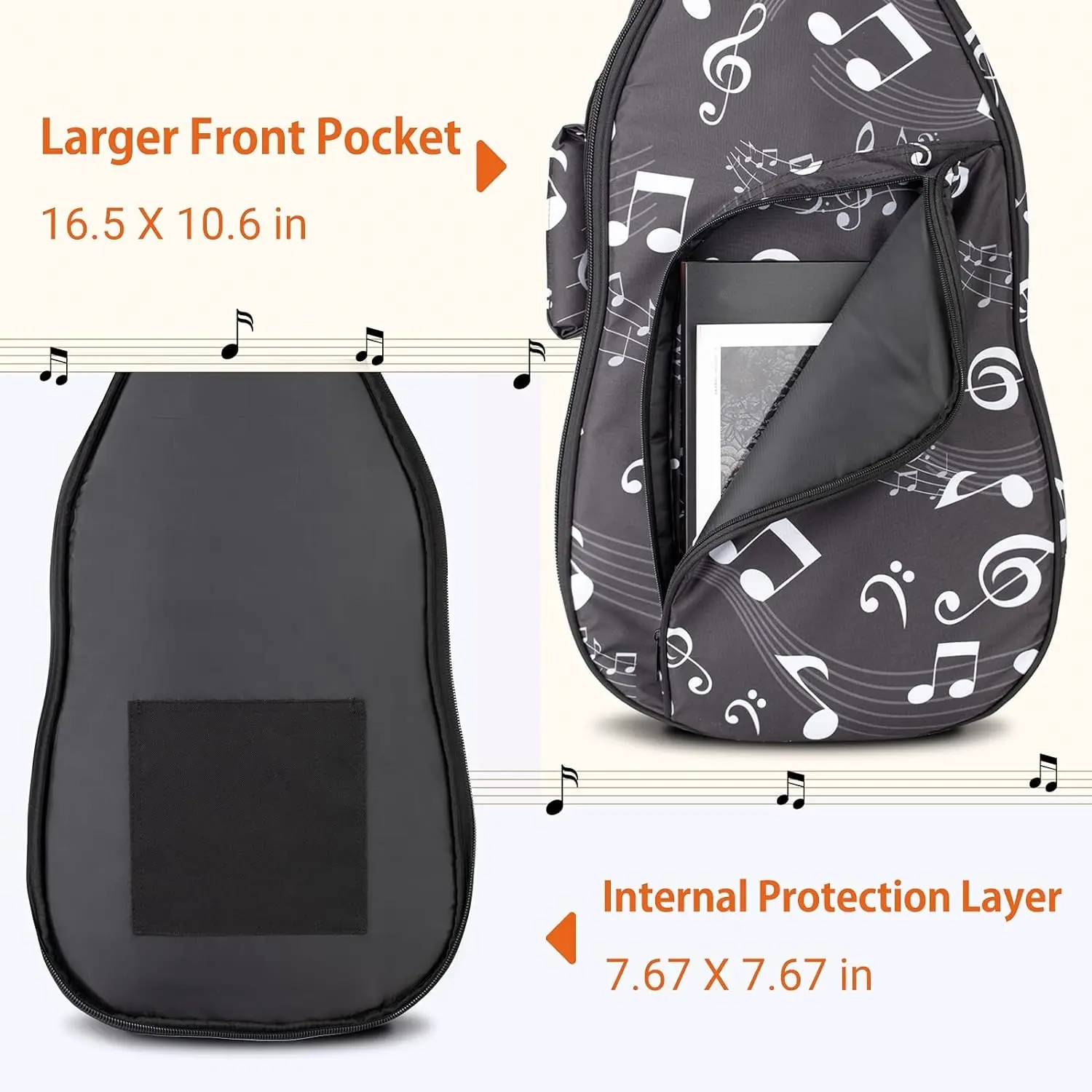 The Electric Guitar Case Note Printing Soft Gig Bag 8mm Padding Guitar Bag Backpack with Handle Loop