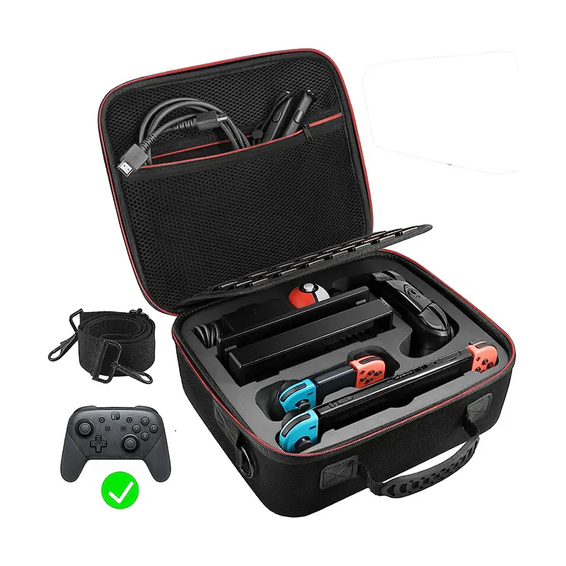 Carrying Case for Nintendo Switch/Switch OLED Model (2021), Hard Travel Storage Protective Case with Handle and Shoulder Strap for Pro Controller, Poke Ball Plus and Switch Accessories, Black