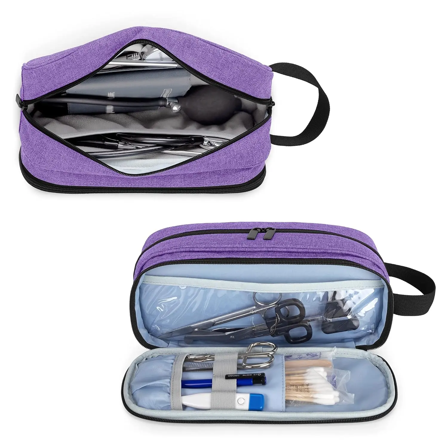 Stethoscope Portable Case Accommodate BP Cuffs or 2 Stethoscopes, Compatible with 3M Littmann/ADC/MDF, Medical Case with Extra Pocket for Nurse Accessories, Essentials for Nurses, Doctors, Purple