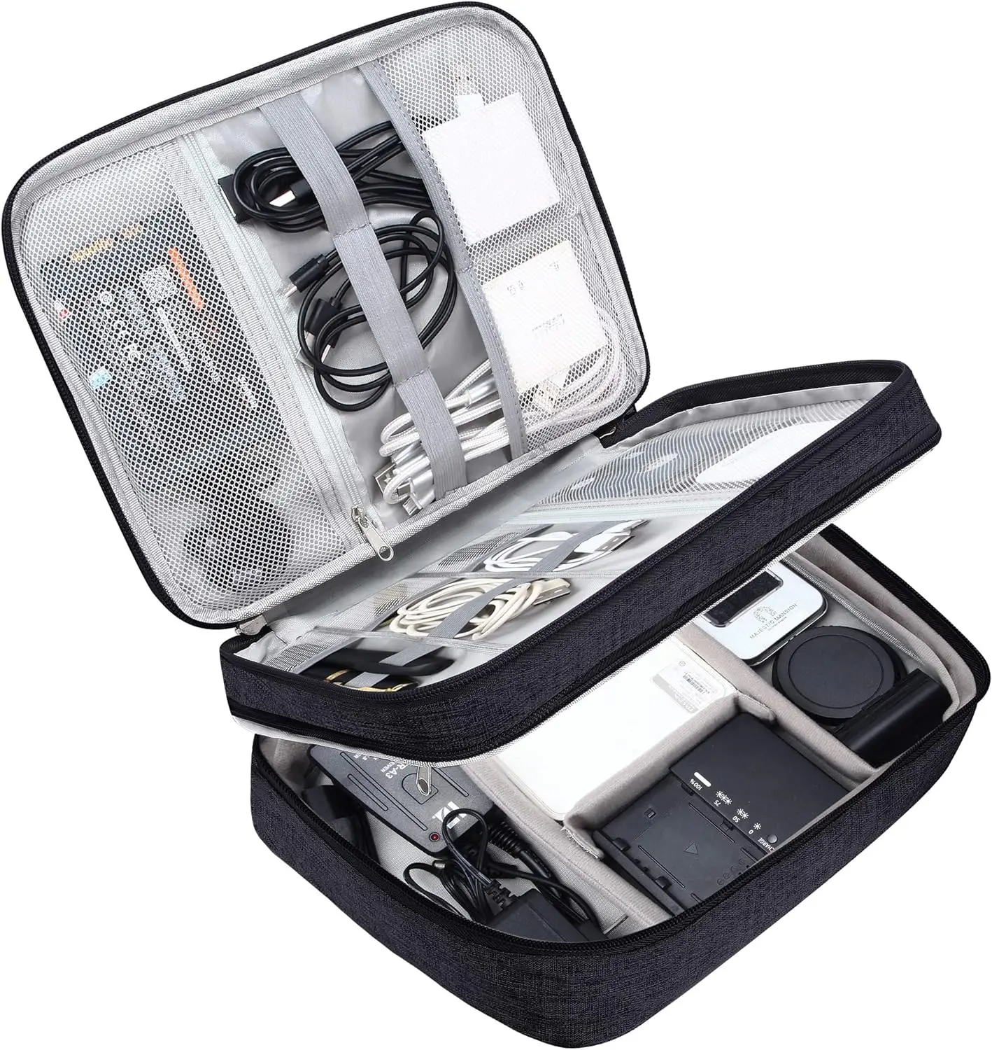 Waterproof Double Layer Electronics Organizer Portable Storage Case