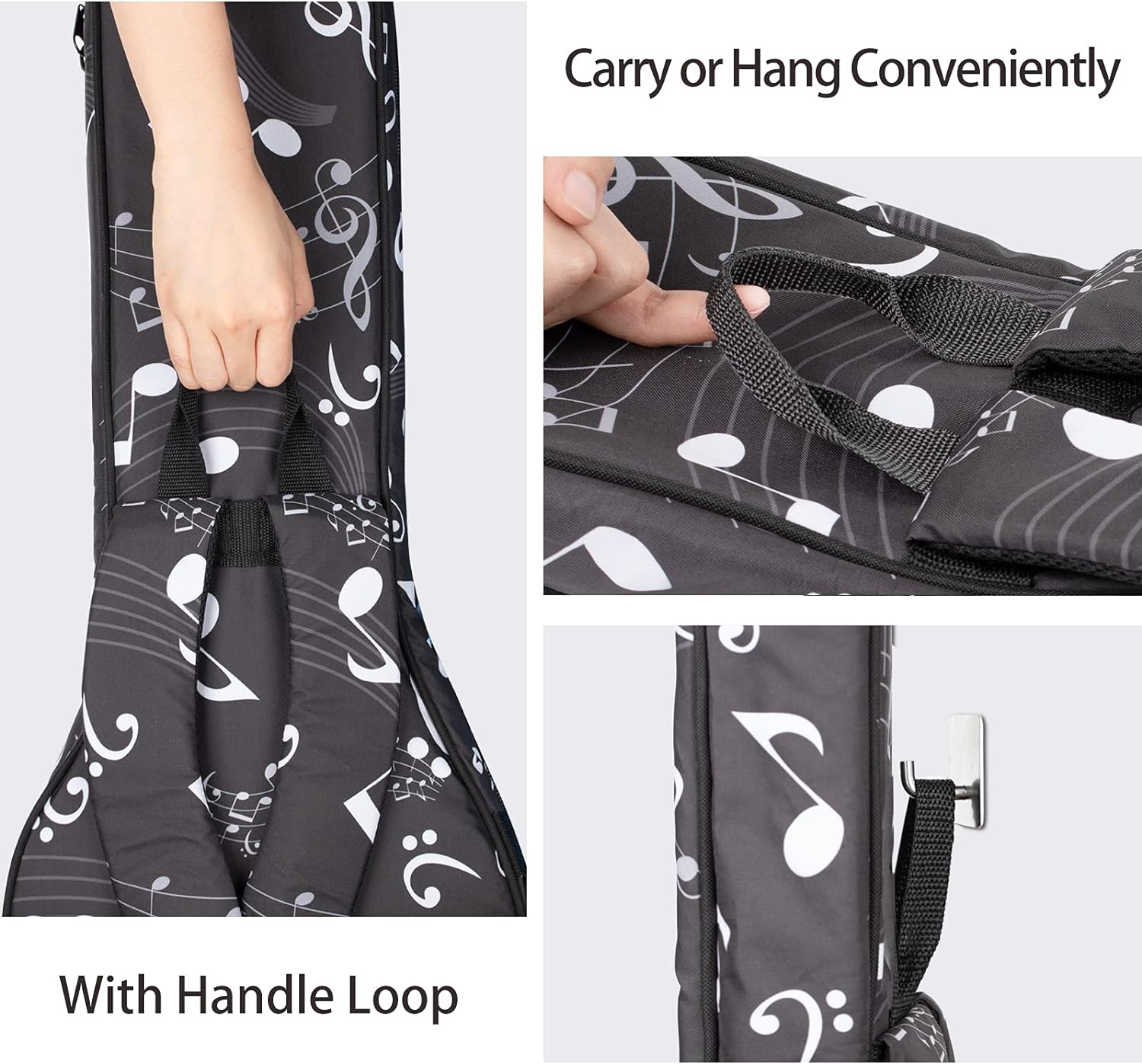 The Electric Guitar Case Note Printing Soft Gig Bag 8mm Padding Guitar Bag Backpack with Handle Loop