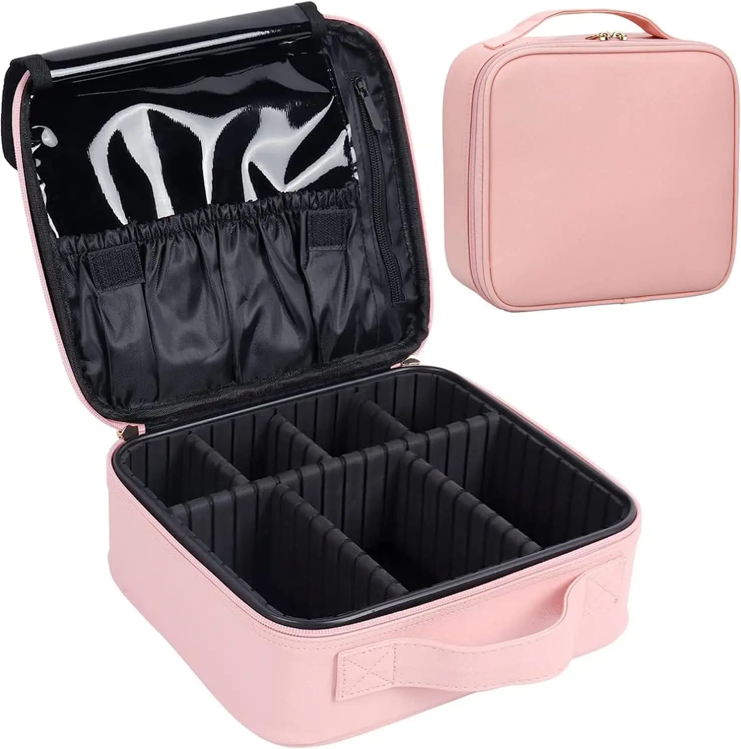 PU Leather Portable Organizer Makeup Train Case Makeup Bag