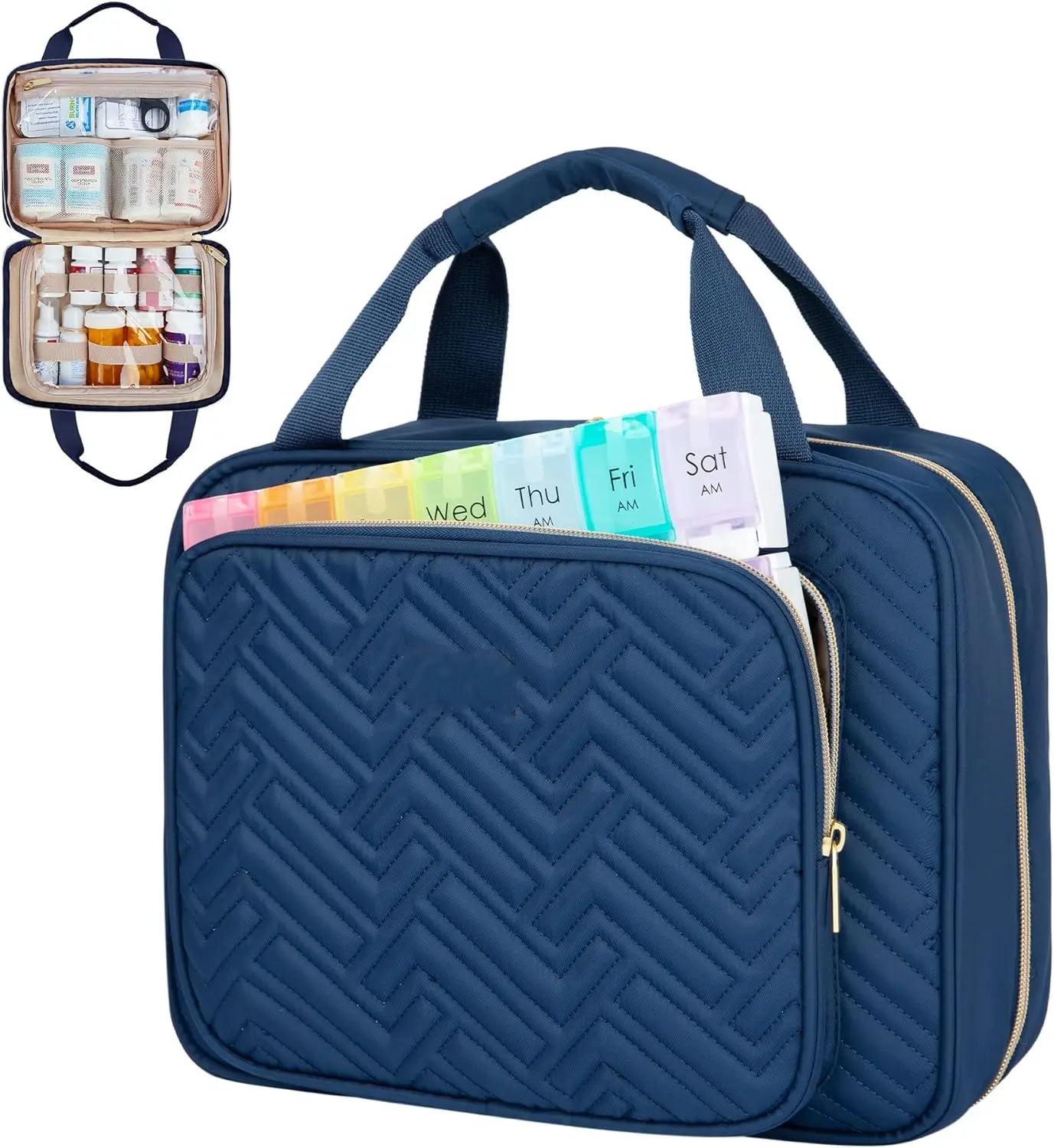 Travel Pill Bottle Organizer,Medicine Organizer and Storage,Home Medication Bag, Cases,Carrier Featured Image