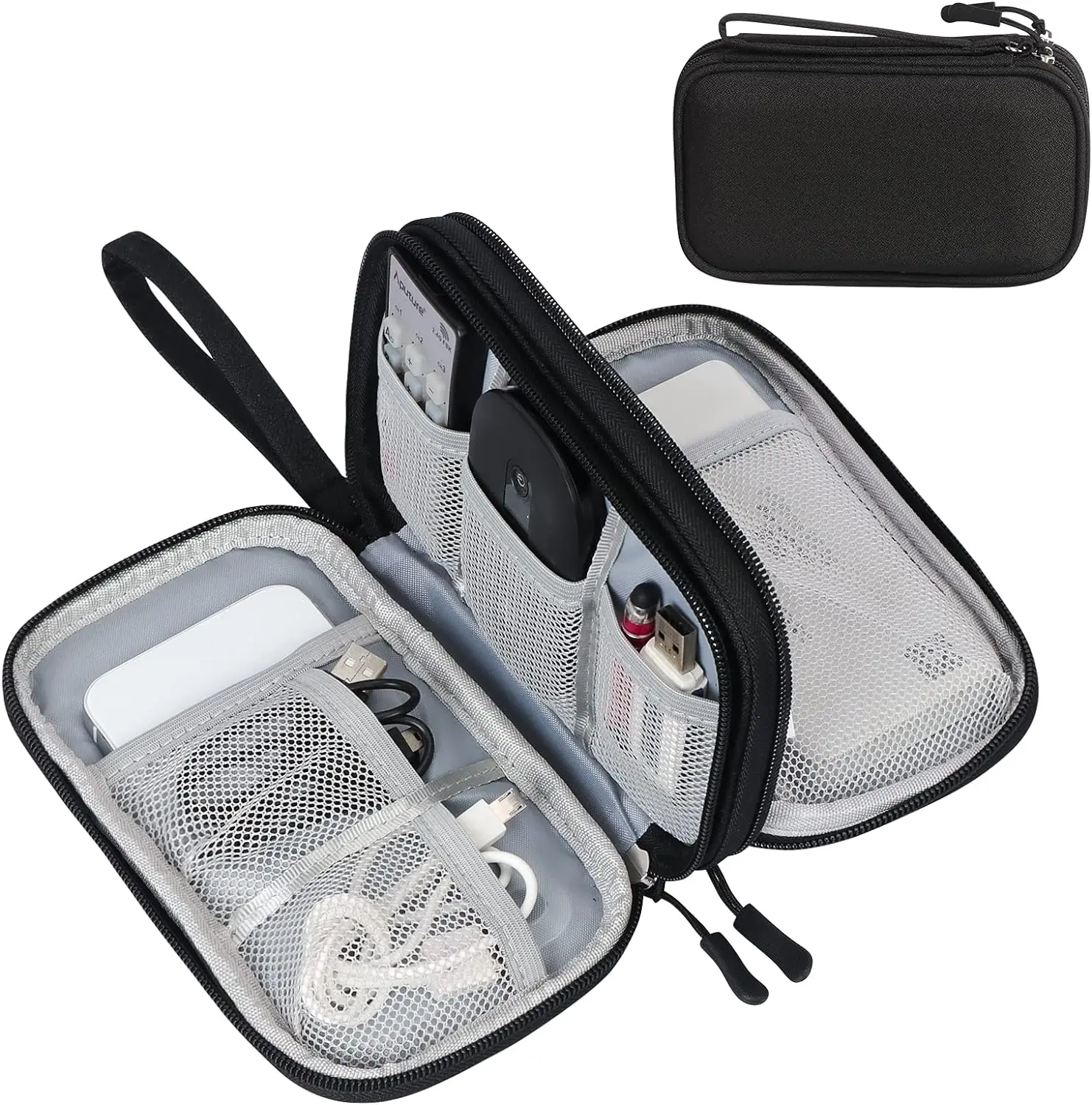 Travel Portable Waterproof Double Layers All-in-One Storage Bag For Cord, Charger, Phone, Earphone