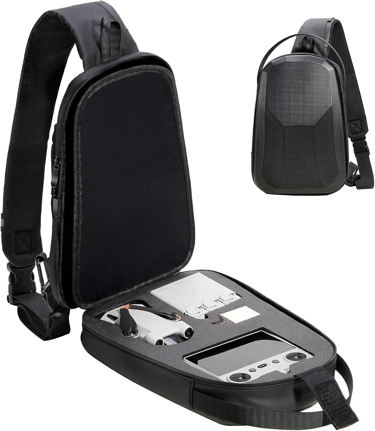 Mini 3 Pro Case,Portable Travel Drone Bag  Waterproof Hard Carrying Case  Sling Backpack Compatible with DJI Mini 3 Pro with RC Controller, Fly More Combo and Accessories, Black (Case Only)