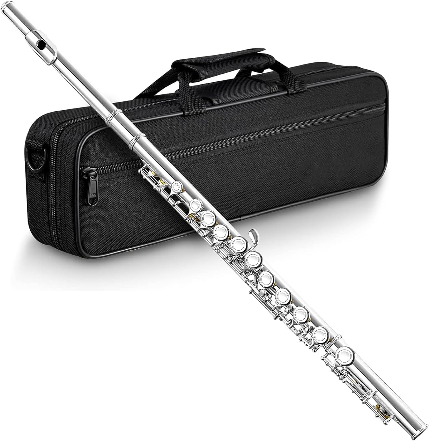 The Flute Case Carrying Bag Waterproof Lightweight for 16 Holes Flute C Foot with Adjustable Shoulder Strap and Exterior Pocket