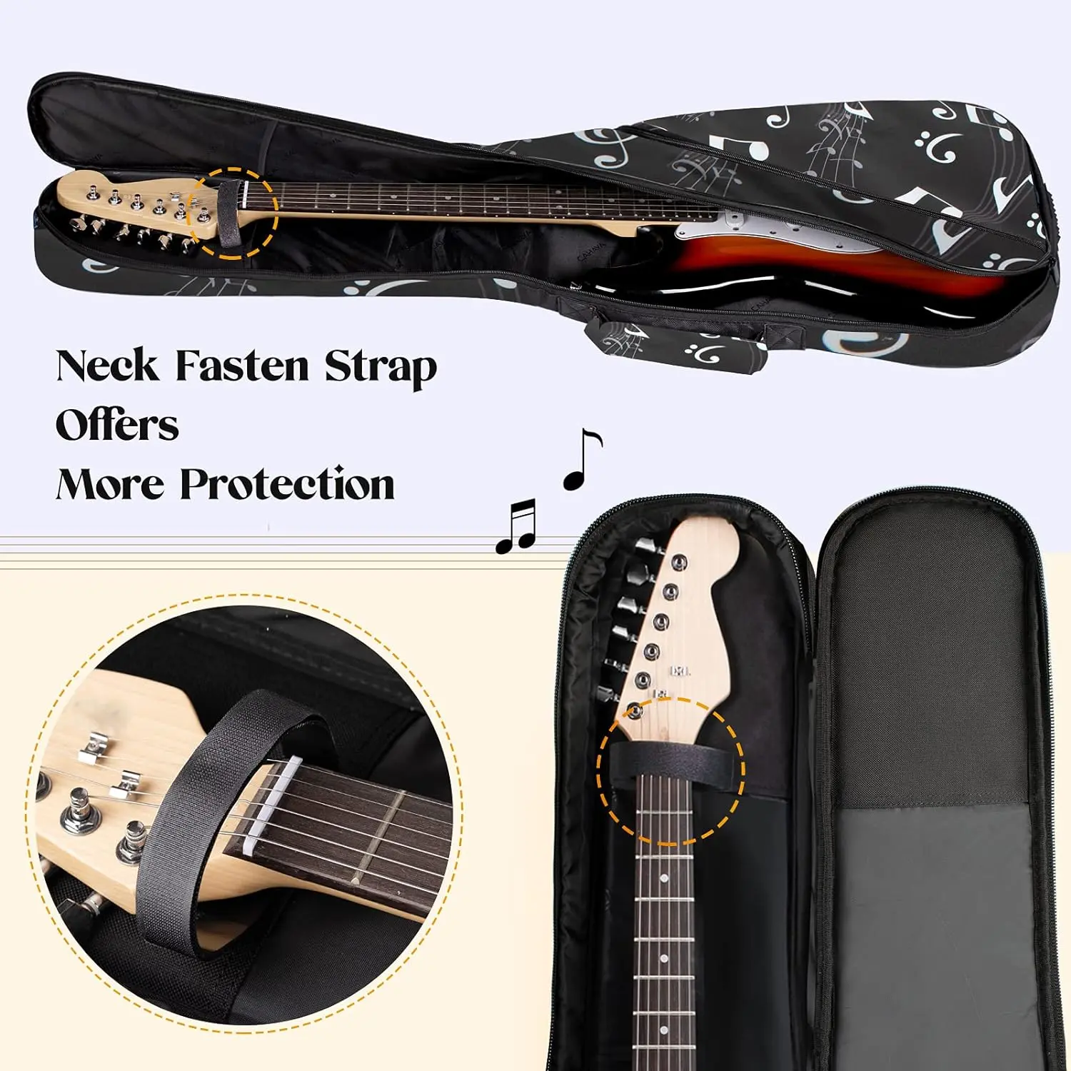 The Electric Guitar Case Note Printing Soft Gig Bag 8mm Padding Guitar Bag Backpack with Handle Loop