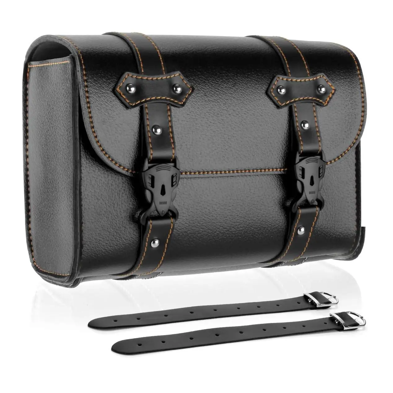Universal PU Leather Motorcycle Fork Bag Saddlebags Handlebar Bag Sissy Bar Storage Tool Bag