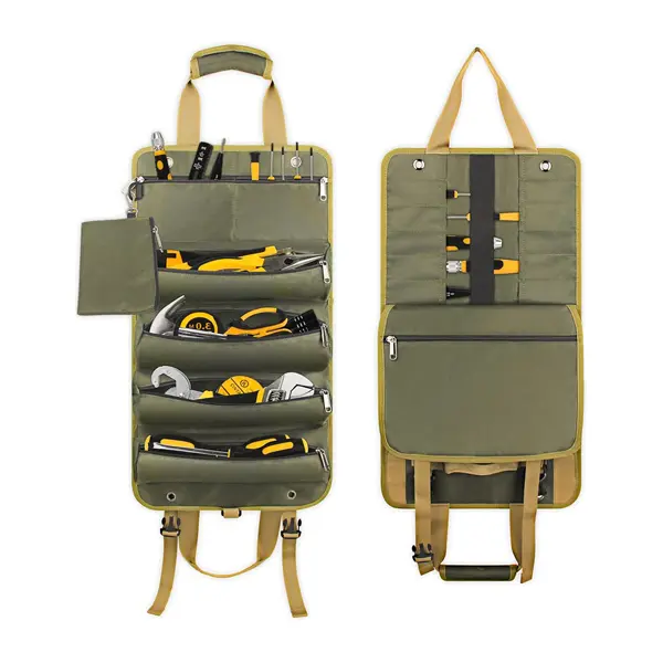 900D Triple-Layer Roll Up Tool Pouch, Roll Up Tool Bag, Heavy Duty Wrench Roll Organizer
