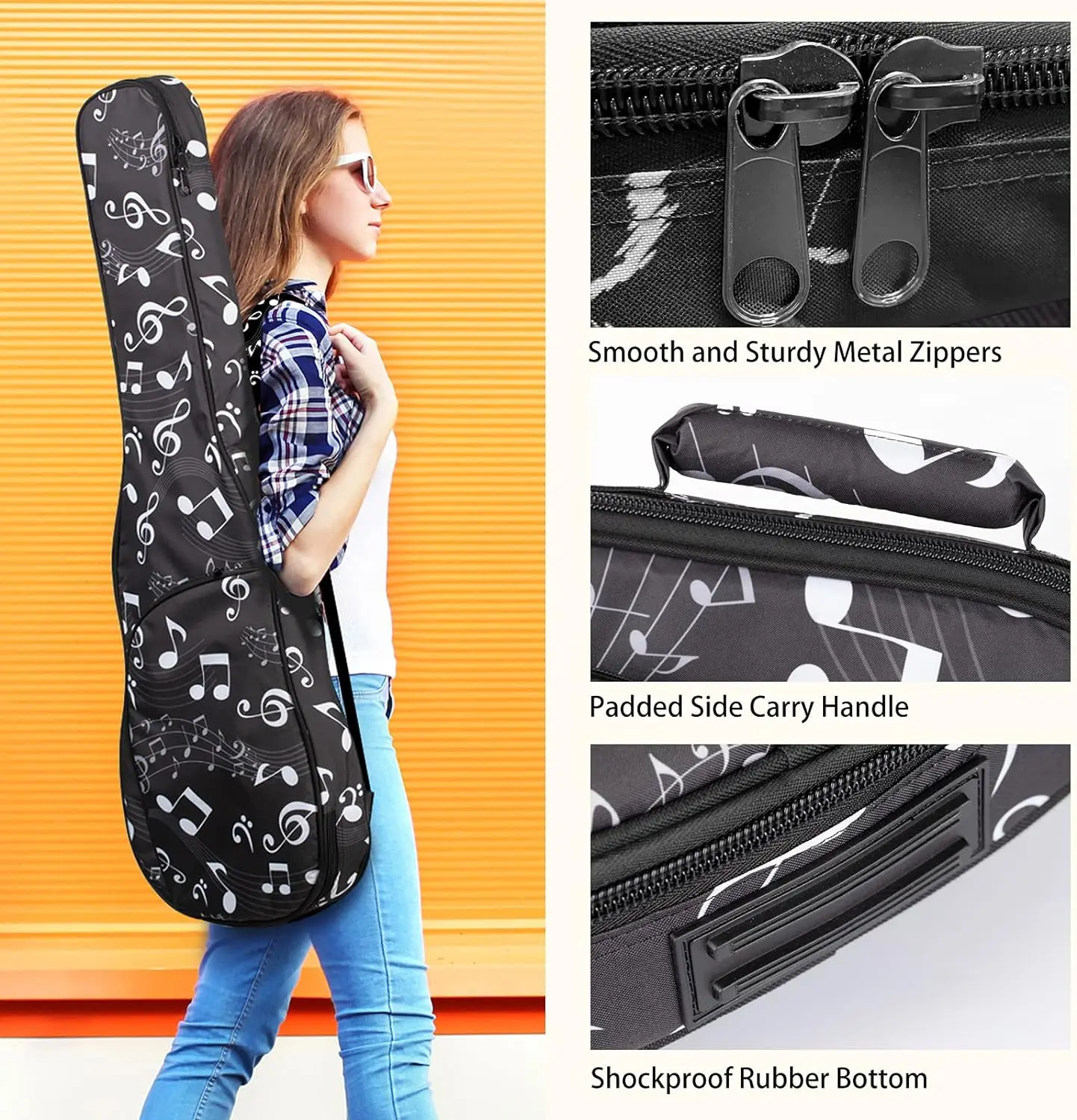 The Electric Guitar Case Note Printing Soft Gig Bag 8mm Padding Guitar Bag Backpack with Handle Loop