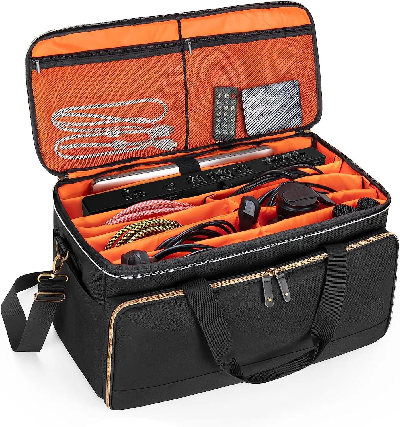 Large Travel DJ Cable File Bag with Inner Detachable Divider and Padded Compartment for 15.6” Laptop, Cable Organizer Bag Featured Image