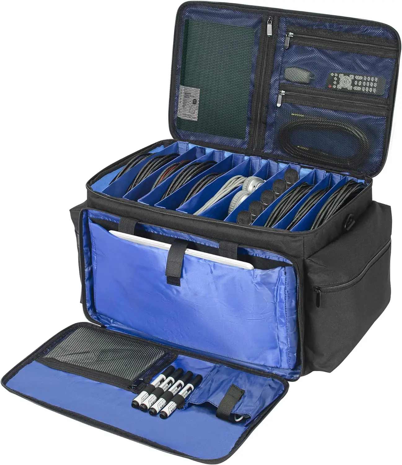 Cable File Bag with Detachable Dividers, DJ Gig Bag Cord Organizer Case