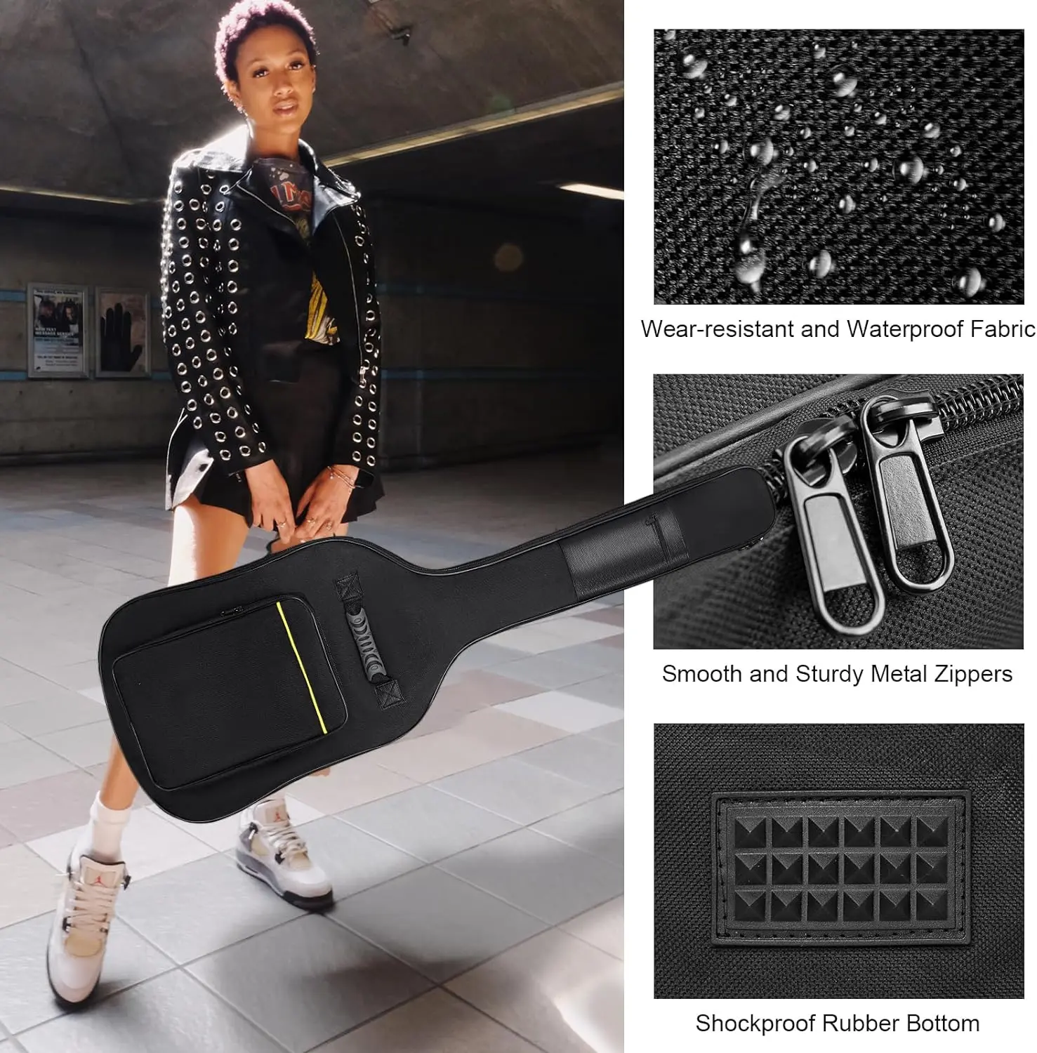 Bass Guitar Bag 7mm Padding Waterproof Electric Bass Case(Black)