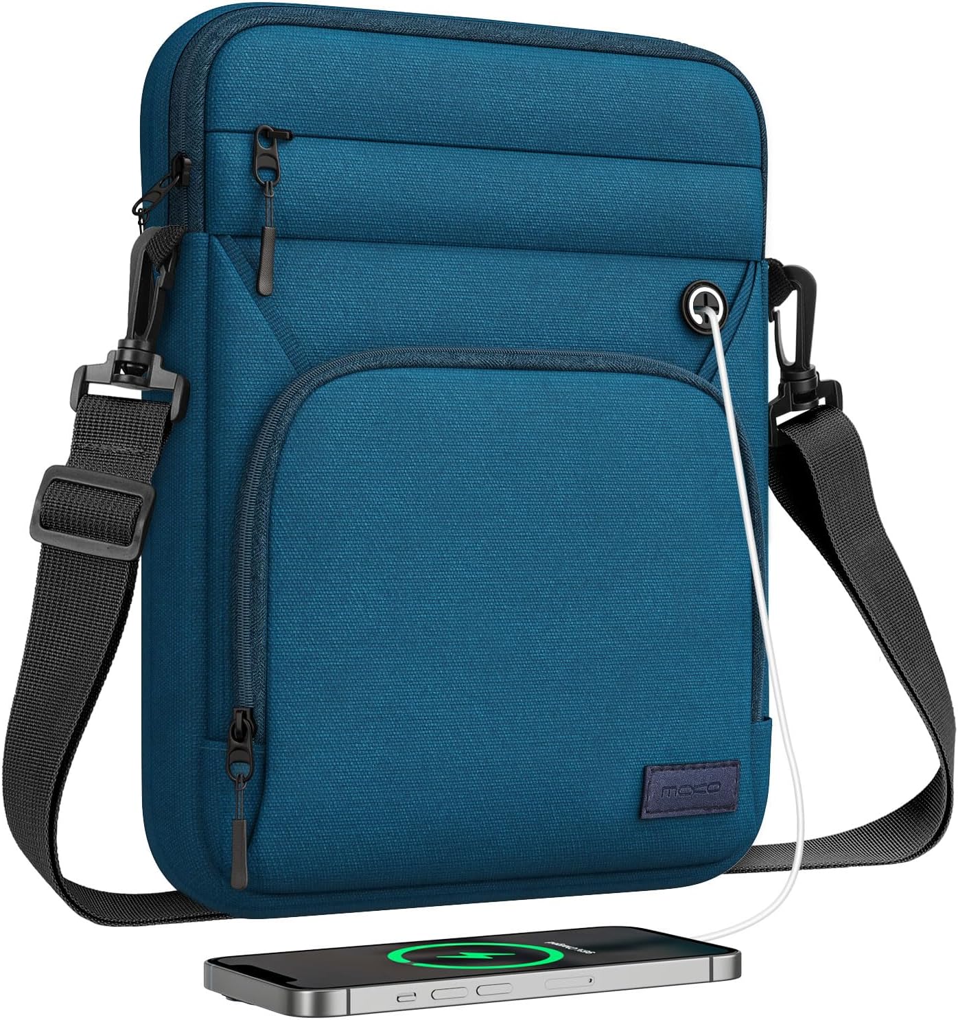 9-11 inch tablet pouch, multi-purpose bag with shoulder back and headphone port, Peacock Blue fits iPad Air 5/4th 10.9, iPad 9/8/7th 10.2, iPad 10th-gen 10.9, iPad Pro 11 inch, Tab S8/S9 11