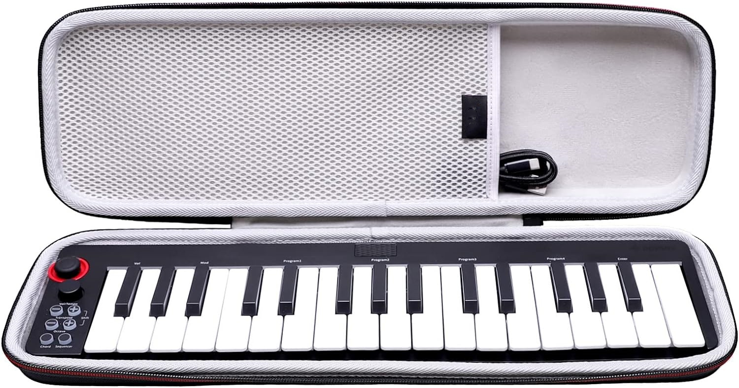 Delicate Hard Case for Donner N-32 MINI 32-Key USB MIDI Keyboard Controller – Travel Carrying Storage Bag