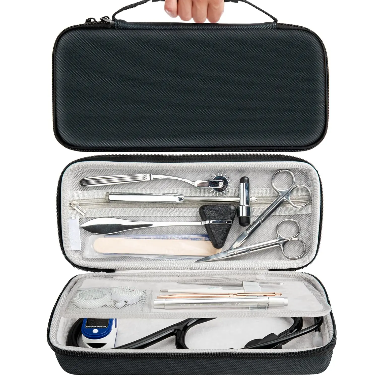 Large Hard Stethoscope Case for Nurses, Compatible 3M Littmann/ADC/Omron/MDF Stethoscope and Blood Pressure Cuff and Accessories, with ID Slot