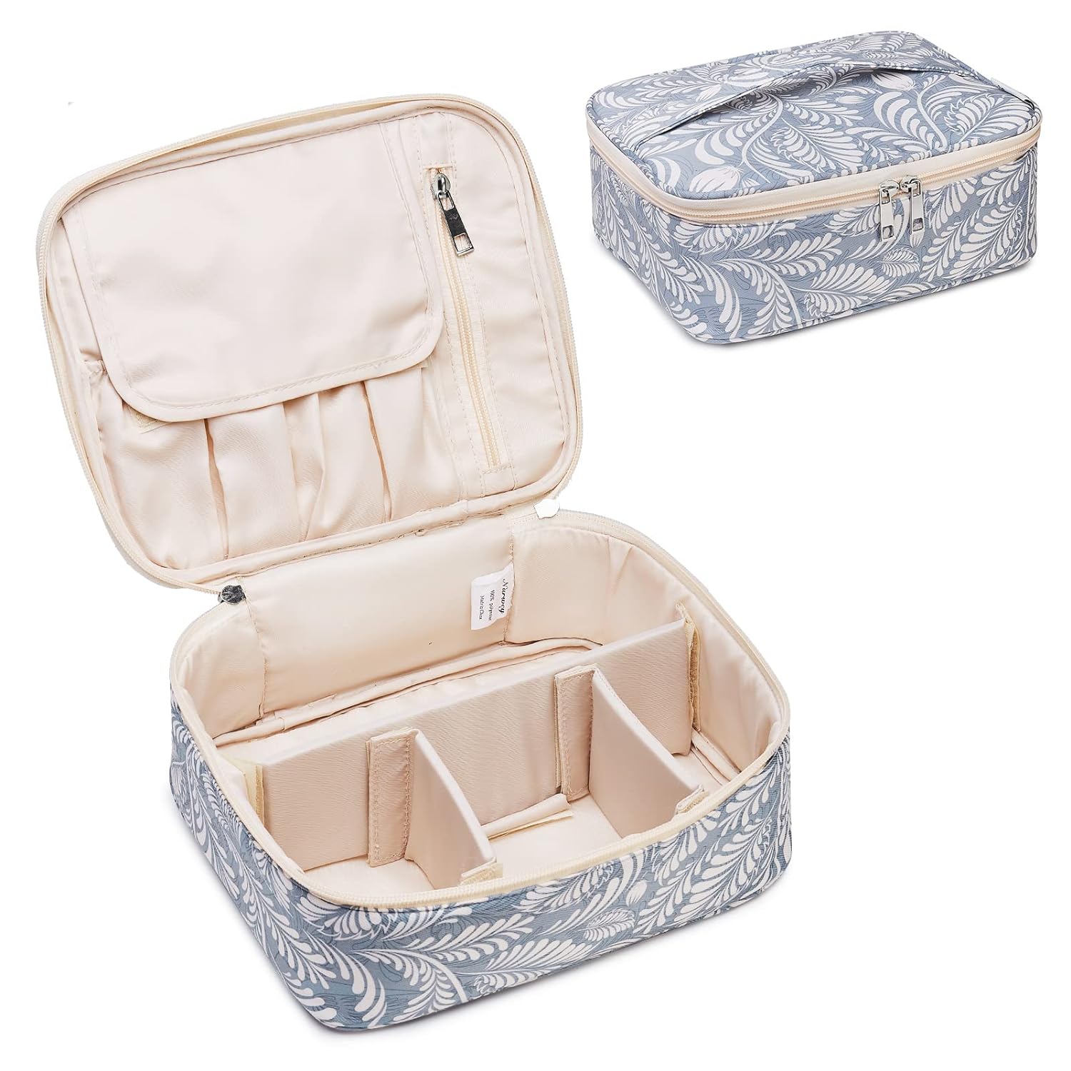 Travel Cosmetic Bag ,Large Makeup Bag, Makeup storage Case for Lady (Leaf)