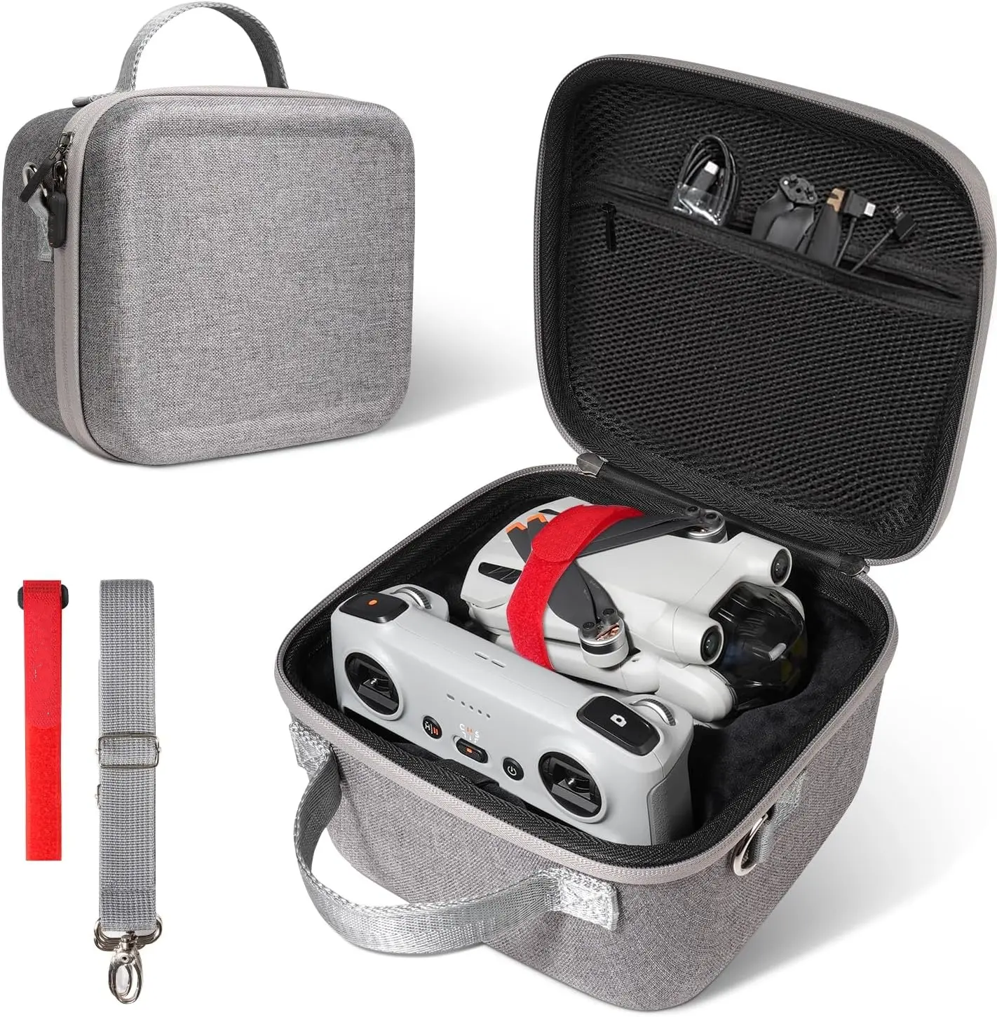 MINI 3/MINI 3 Pro Hard Carrying Case Compatible with MINI 3 Pro Drone/ DJI MINI 3, Lightweight and Portable for DJI RC/RC N1 Remote Controllers with Shoulder Strap[Gray]