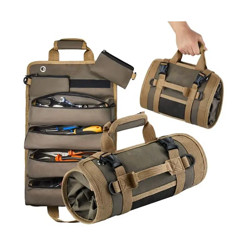 Tool Bag Organizers – Small Tool Bag W/Detachable Pouches, Heavy Duty Roll Up Tool Bag Organizer : 6 Tool Pouches – Tool Roll Organizer For Mechanic, Electrician & Hobbyist