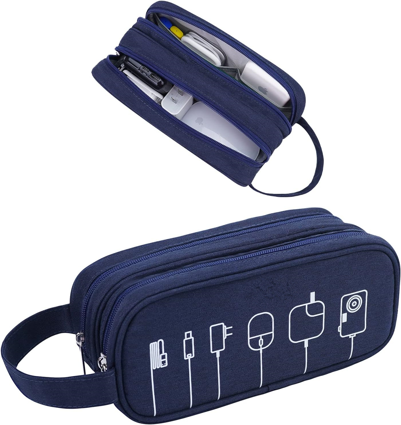 Portable Waterproof Double Layers Storage for Charger Mouse USB Drive Electronics Organizer Travel Charger Case Cable Organizer Bag