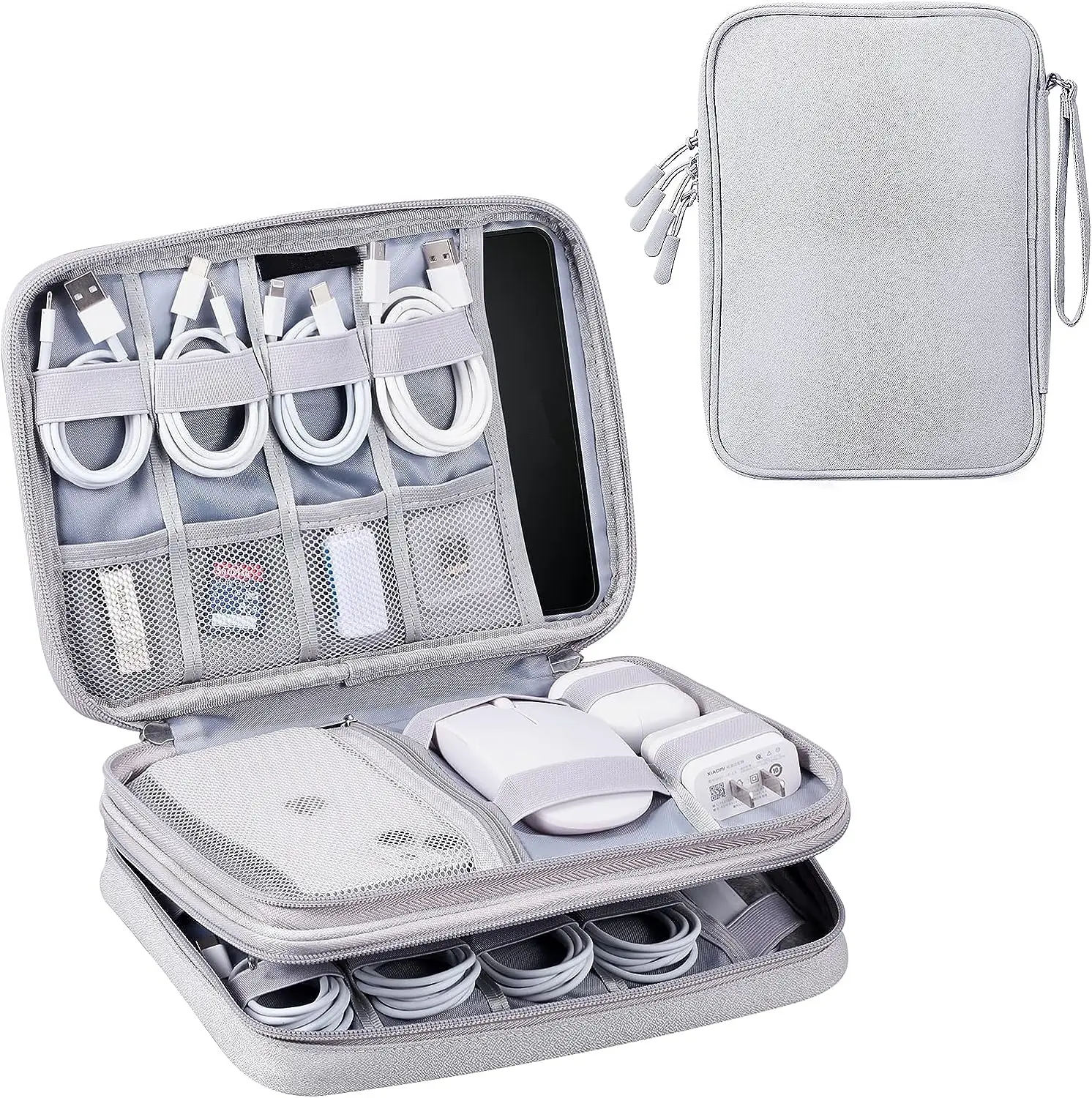 Large Charger Cord Travel Case, Cable Organizer Bag for Electronics & Tech Accessories