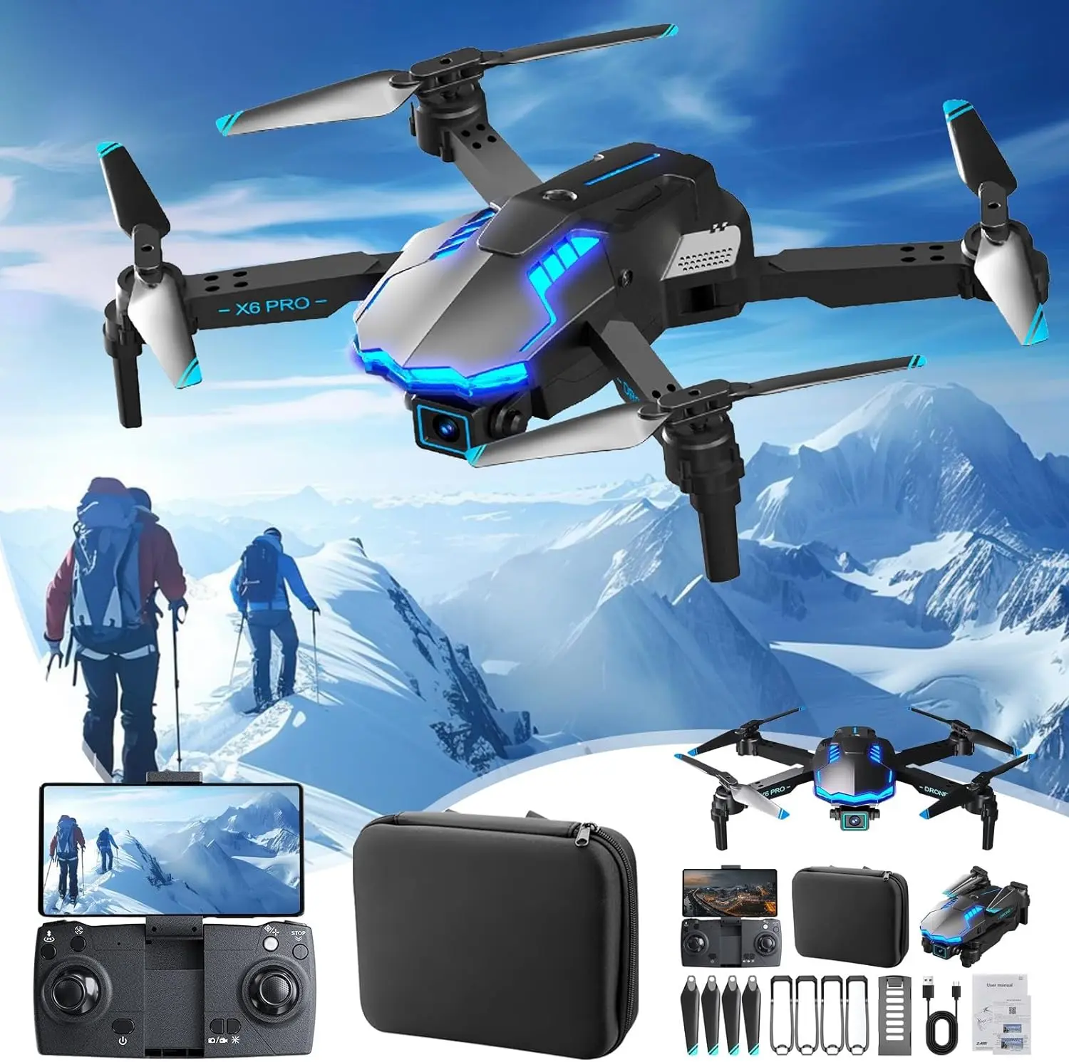 RC Drone for Kids and Adults, 2.4G RC WiFi FPV Quadcopter with 1080P Camera for Beginners, Aerial Photography Drone Toys Gifts