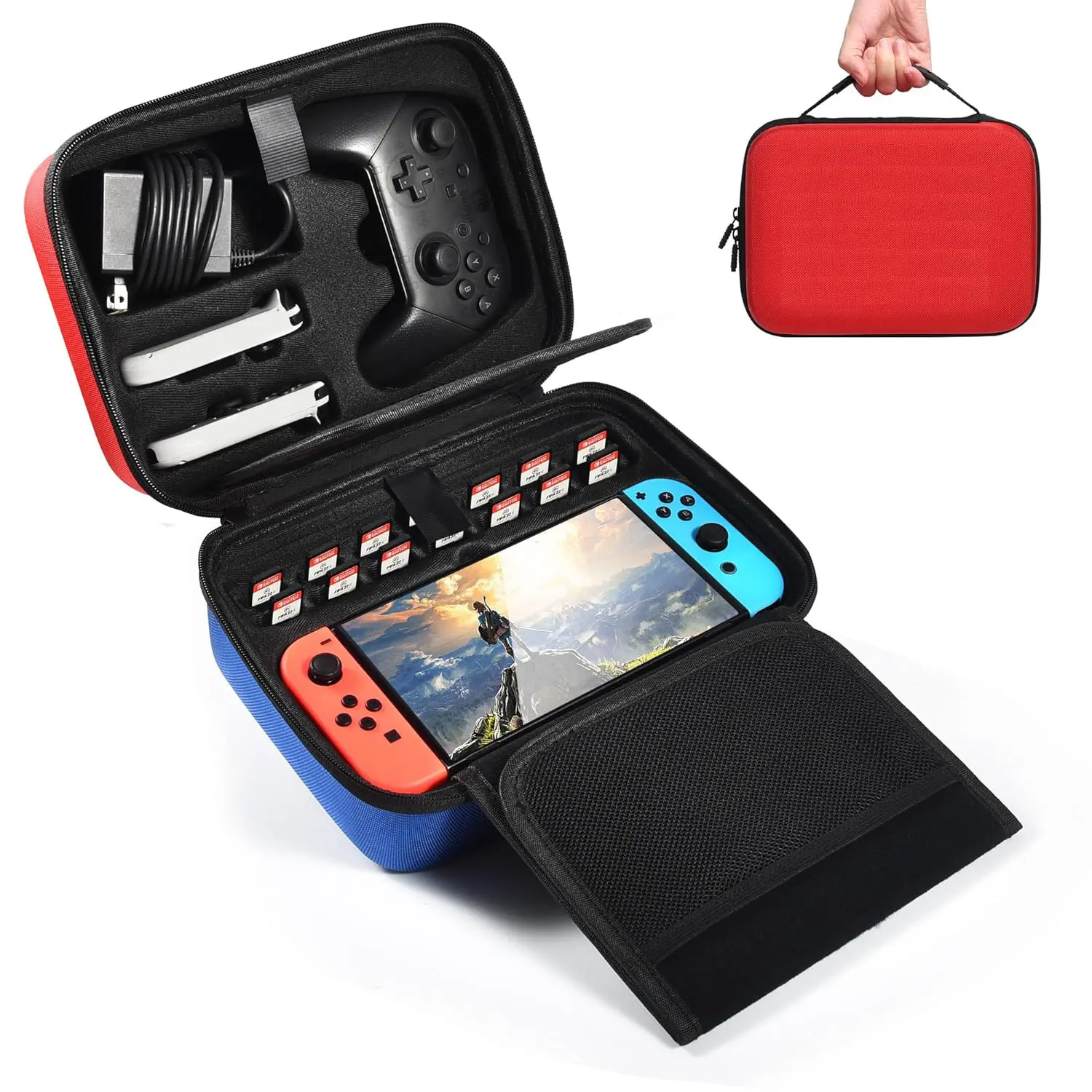 High Capacity Traveling Carrying Case for Nintendo Switch/Switch OLED, Switch Console Pro Controller & Accessories