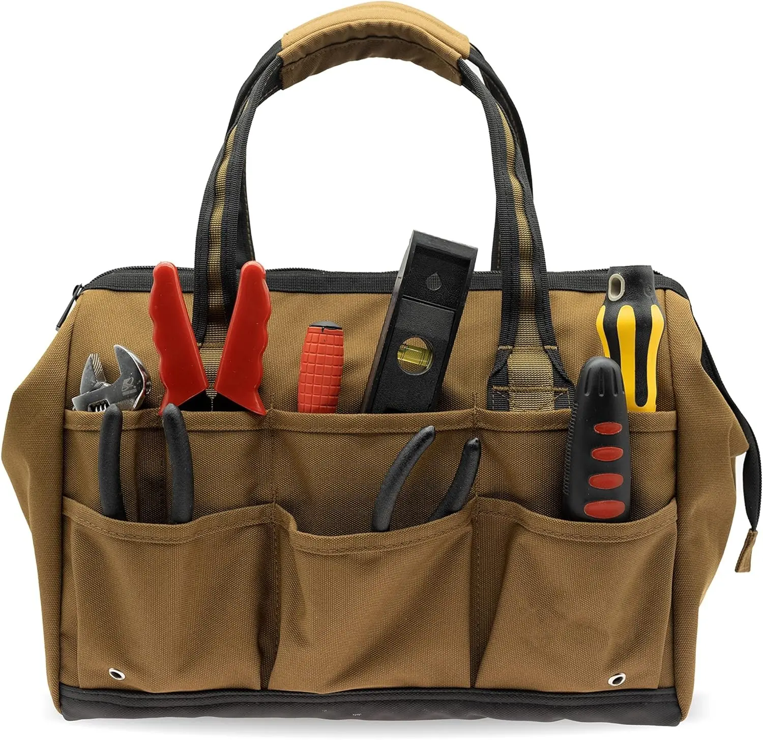 High-grade Heavy Duty 900D Polyester Fabric 14inch Wide-Mouth Tool Bag, Multiple Purpose – for Plumbers, Handymen,Electricians also nice for daily use, Indoor Use and camping.