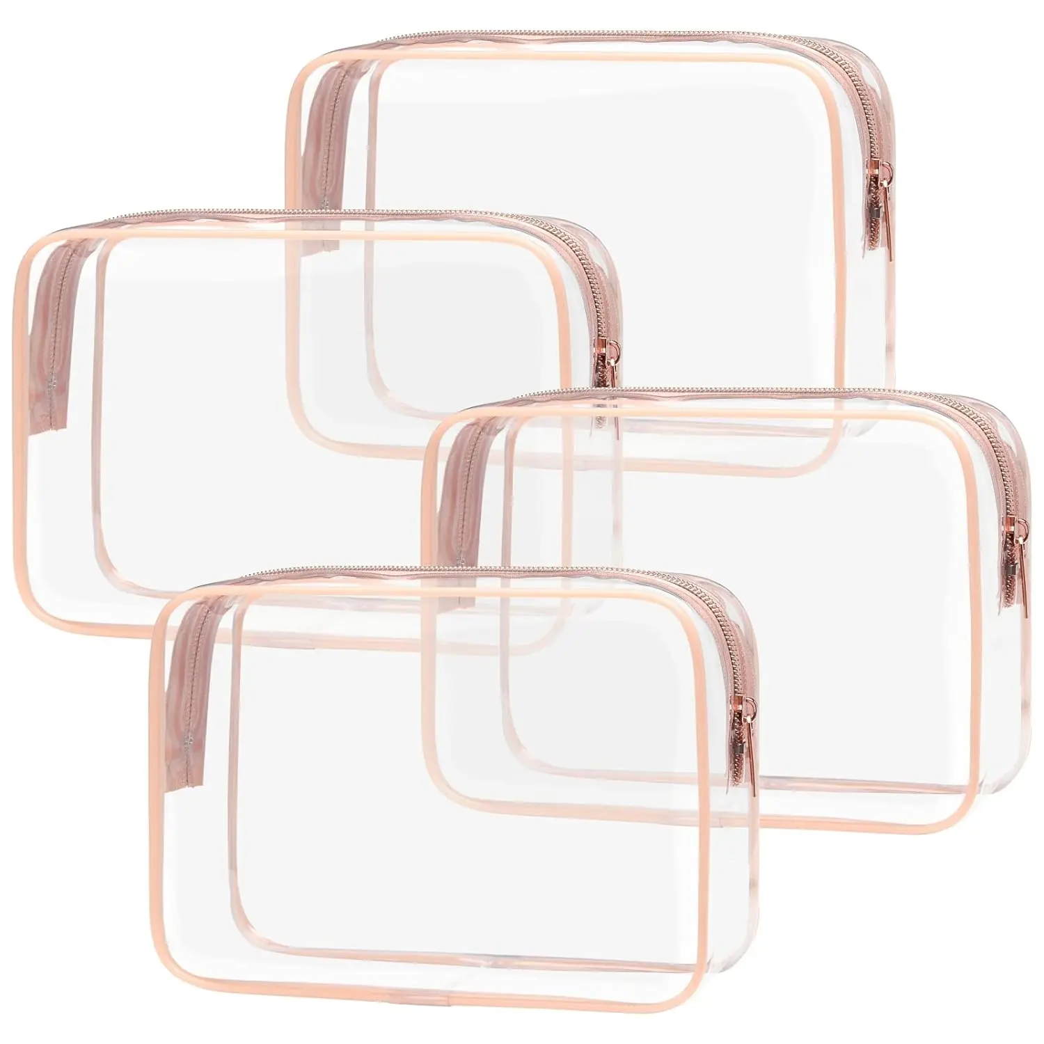 Clear Cosmetic Toilety Bag TSA Approved Toiletry Bags, 4 Pack Quart Size Clear Makeup Bags, Clear Travel Bags for Toiletries