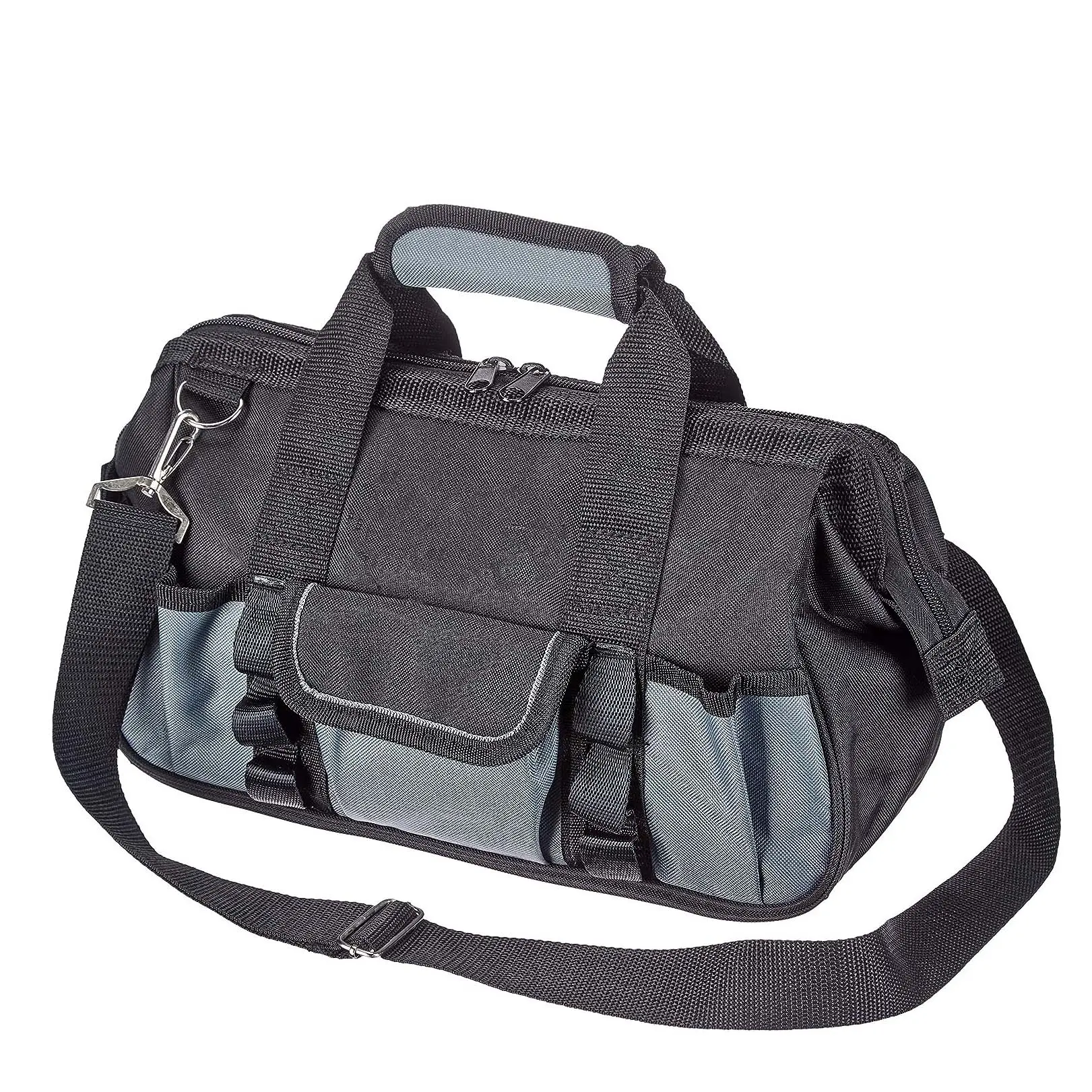 The Basics Durable Wear-Resistant Base, Tool Small Standard Bag with Strap, 12 Inch, Black & Gray
