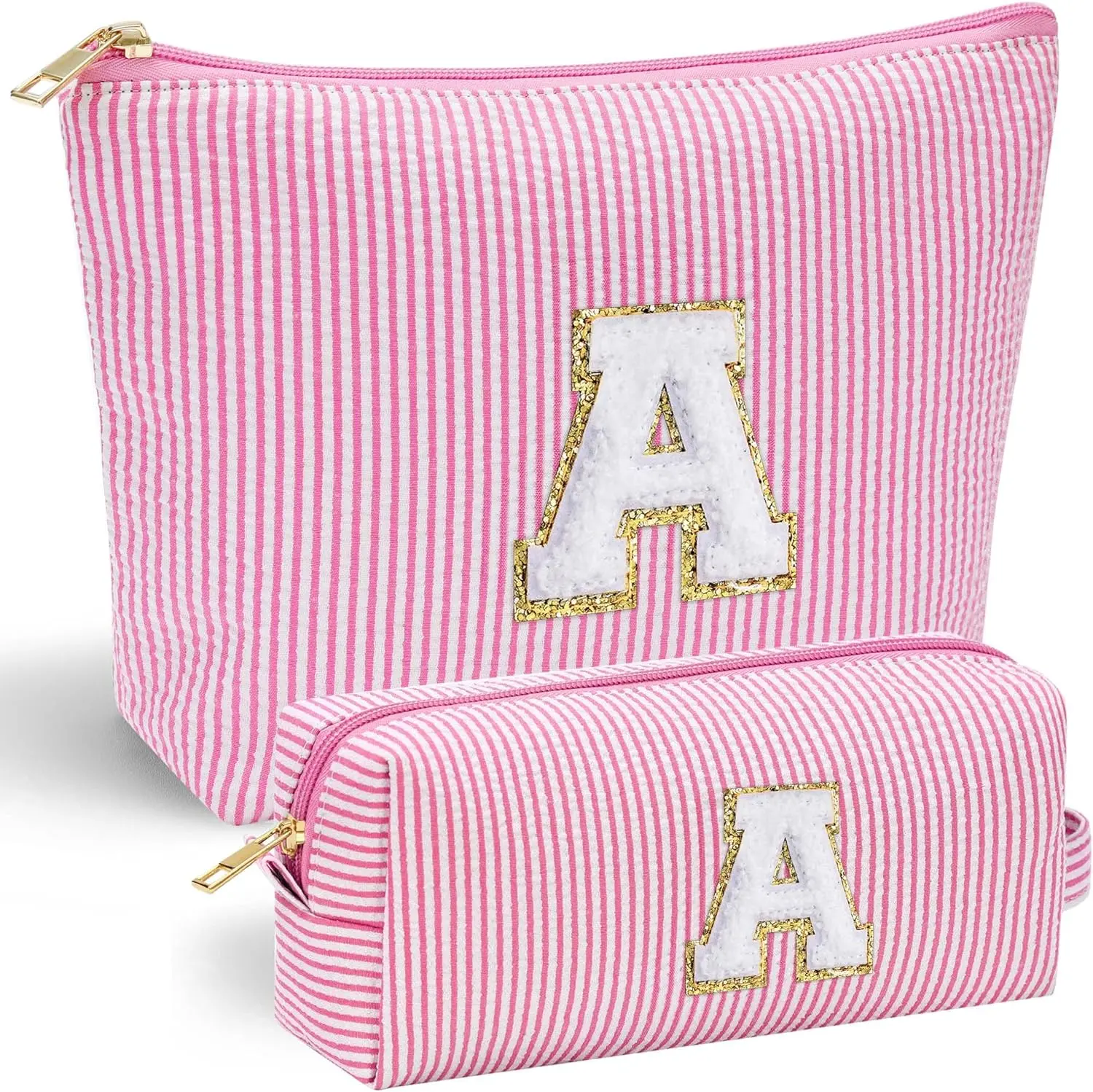Graduation Gifts Personalized Initial Cute Pink Cosmetic Makeup Bag Make Up Bag Travel Toiletry Bag
