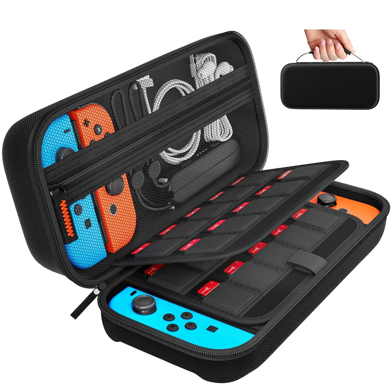 Switch Carrying Case Prone To Nintendo Switch/Switch OLED, with 22 Games Cartridges Protective Hard Shell Travel Carrying Case Pouch for Console & Accessories, Black