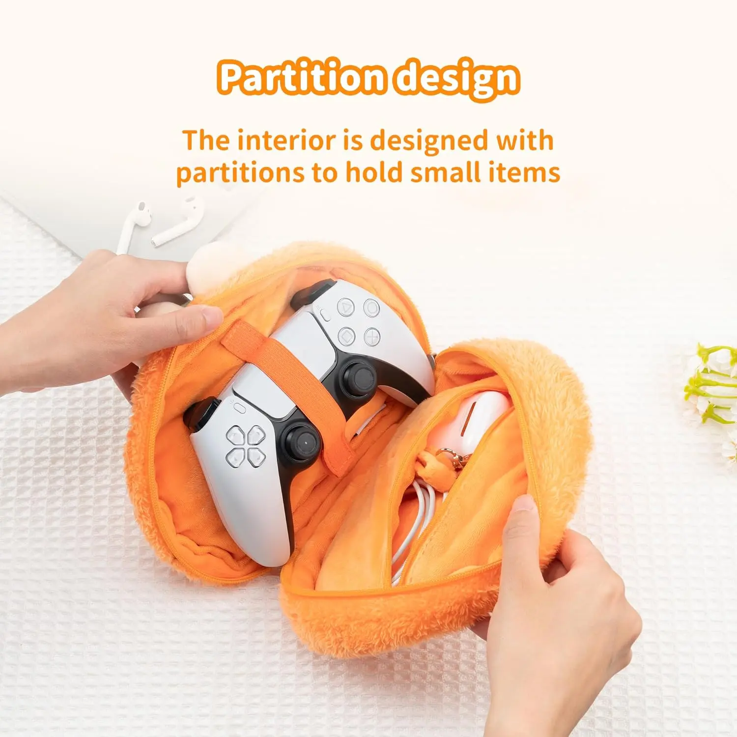 Cute Plush Bag with A Hand Strap,Cartoon Carrying Case Portable Travel Bag