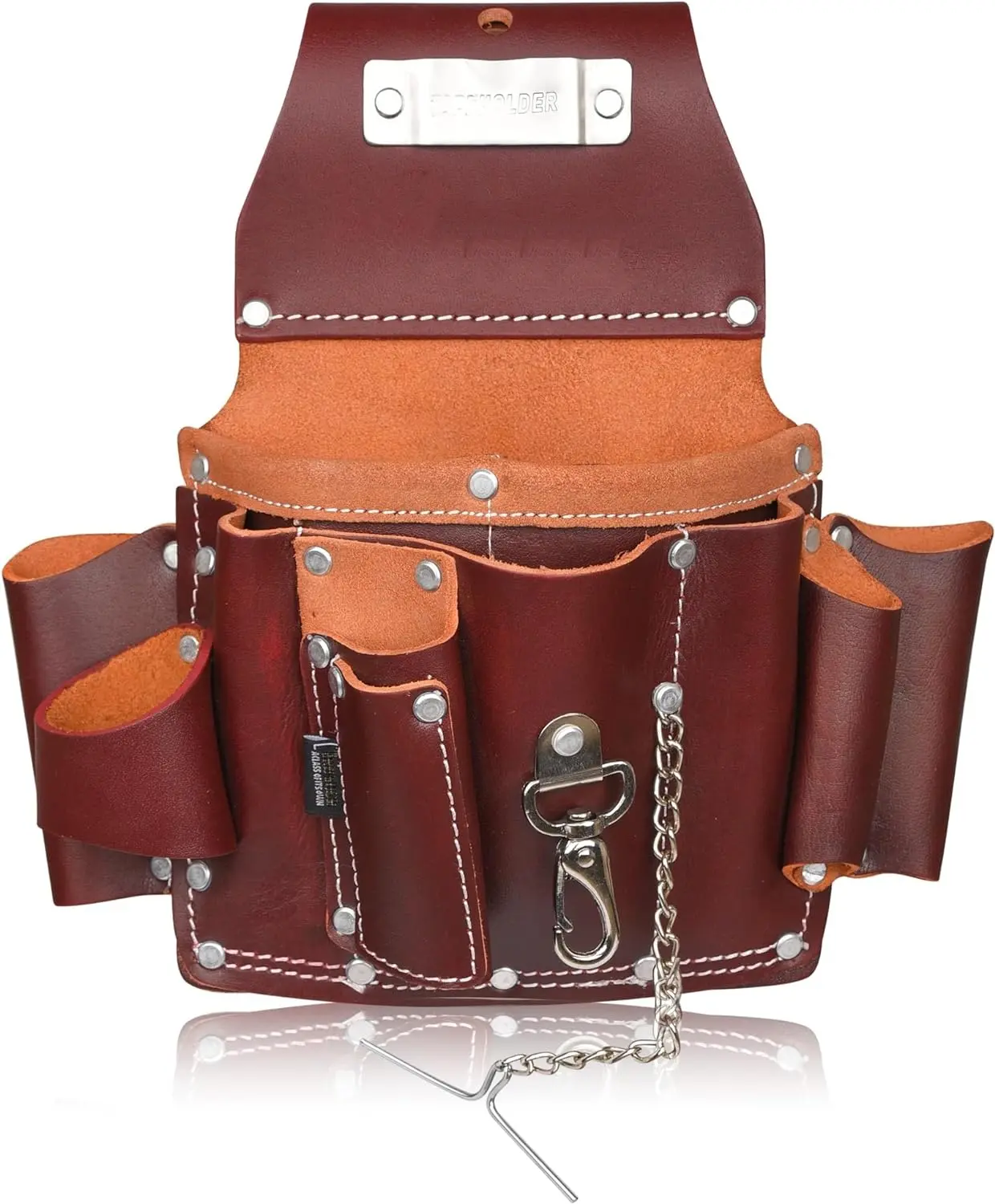 Maroon Grain Leather Electrician’s Tool Pouch | Carpenter Electric Tool Pouch/Belt | Electrician Pouch Featured Image