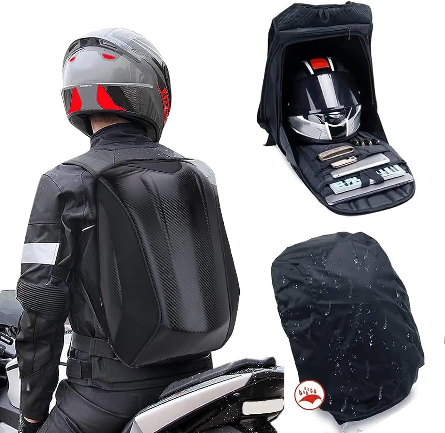 Motorcycle Waterproof Hard Shell Backpack Saddlebags Riding Hardshell Storage for Men Motorcycle Accessories